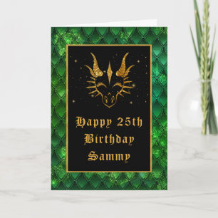 Green Dragon Scales Imitate Glitzer Happy Birthday Karte