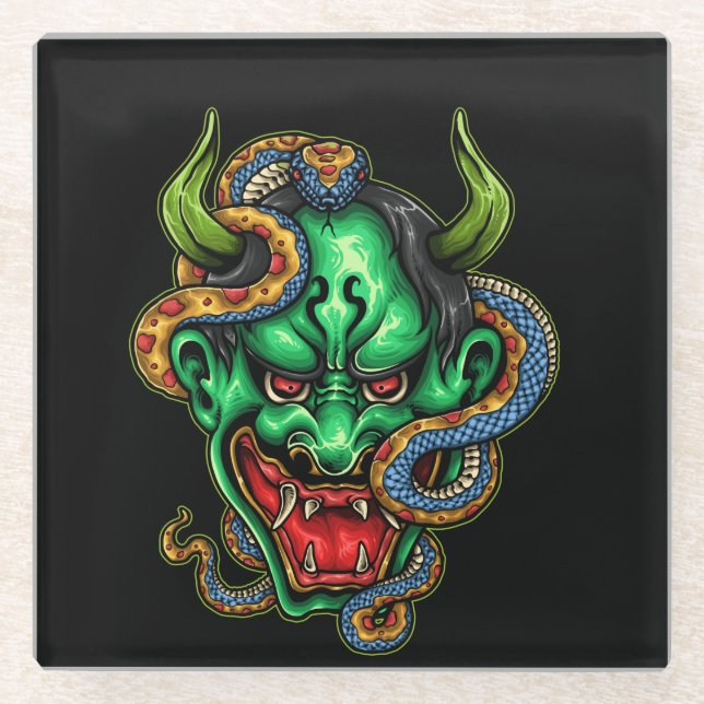 Green Dragon Tattoo Glasuntersetzer (Vorderseite)