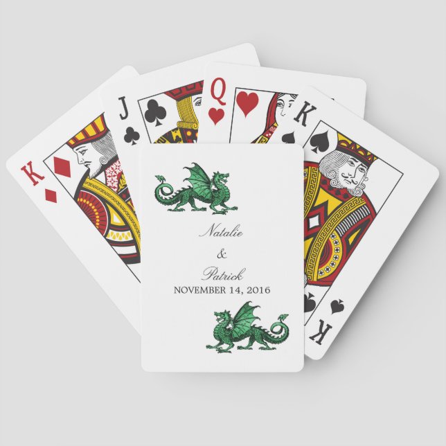 Green Dragon Wedding Cards Spielkarten (Rückseite)