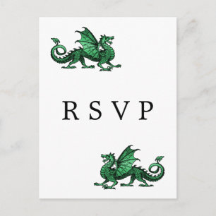 Green Dragon Wedding RSVP Postcard Einladungspostkarte