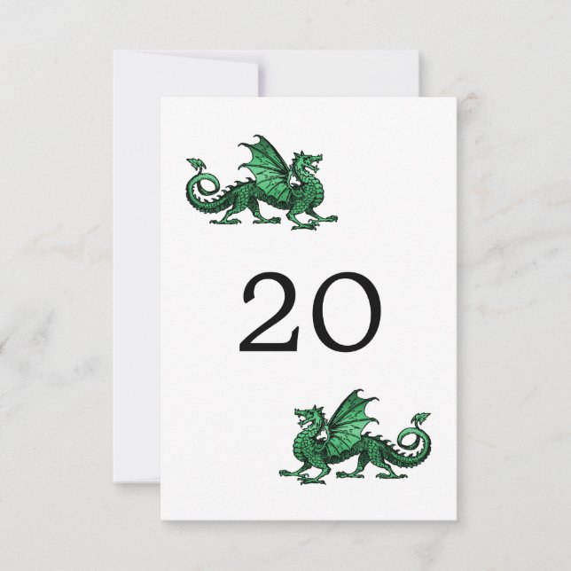 Green Dragon Wedding Table Card Einladung (Vorderseite)