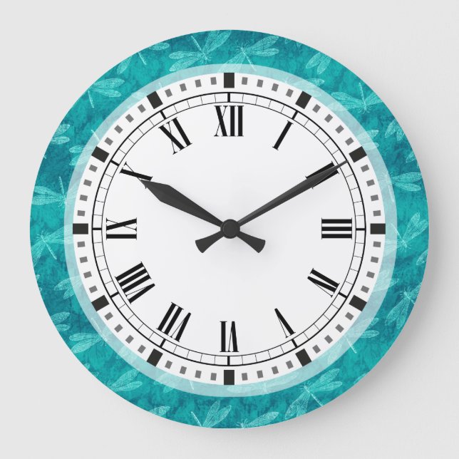 Green Dragonfly Dance Große Wanduhr (Vorderseite)