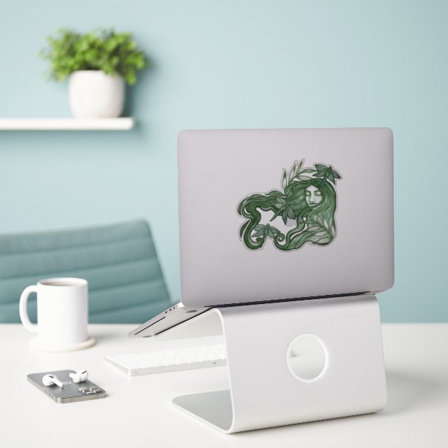Green Dragonfly Goddess Art Dragonflies Aufkleber (Laptop auf Schreibtisch)