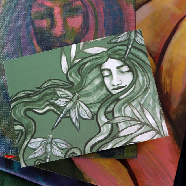 Green Dragonfly Goddess Art Dragonflies Postkarte (Von Creator hochgeladen)