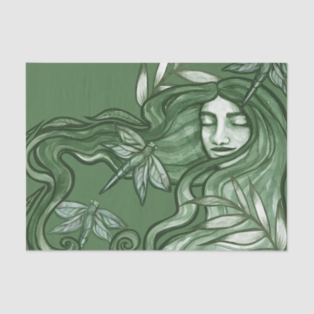 Green Dragonfly Goddess Art Dragonflies            Seidenpapier (Vorderseite)