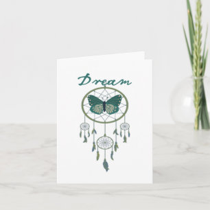 Green Dream Catcher Butterflie Sticker Karte