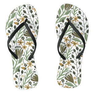Green Dreamy Floral Pattern Flip Flops