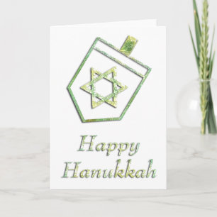 Green Dreidel Happy Hanukkah Grußkarte 1 Feiertagskarte