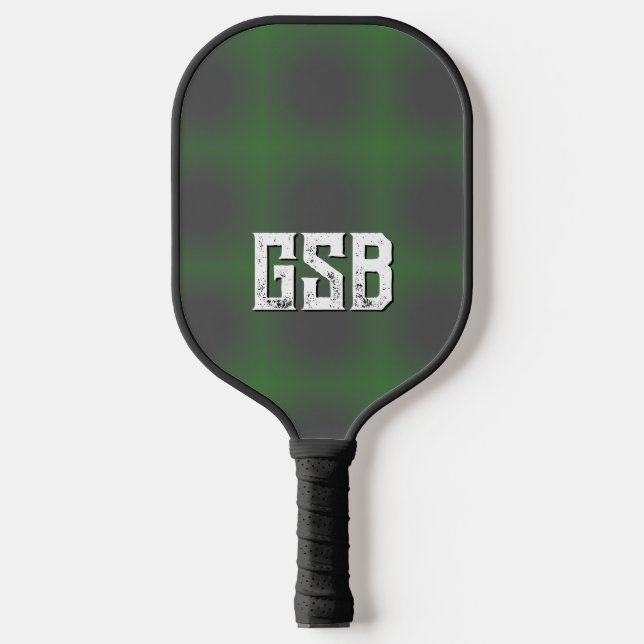 Green Dunkle Gradient Bold Grunge Monogram Pickleball Schläger (Vorderseite)