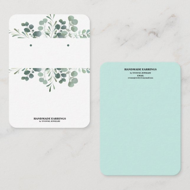 Green Earring Display Business Card Visitenkarte (Vorne/Hinten)