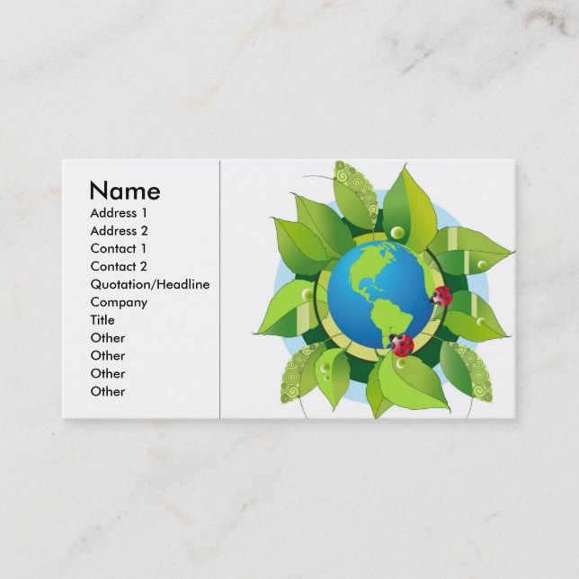 Green_Earth (2), Name, Anschrift 1, Anschrift 2, C Visitenkarte (Vorderseite)