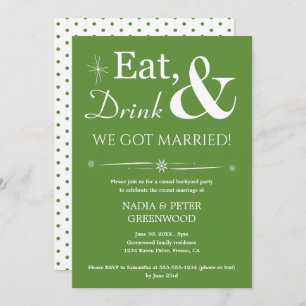 Green Eat Drink Wir Got Verheiratetes Elopement Pa Einladung