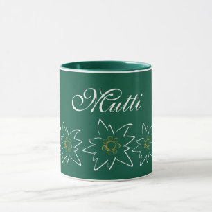 Green Edelweiss Blume Tasse