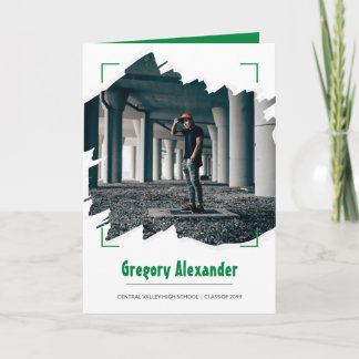 Green Edgy Abstrakt Brushstroke Foto Abschluss Einladung