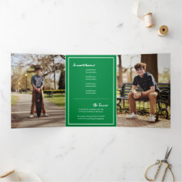 Green Edgy Abstrakt Torn Foto Abschluss Dreifach Gefaltete Einladung