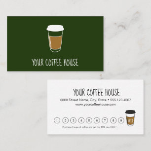 Green Editable Coffee House Briefmarke Treuekarte