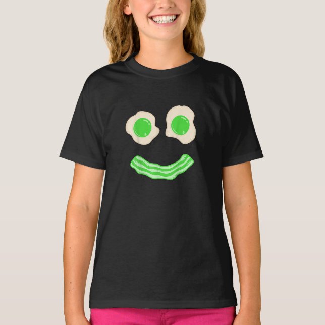 Green Eggs Ham Smile Face Brunch Frühstück T-Shirt (Vorderseite)