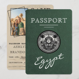 Green Egypt Passport Wedding Save the Date