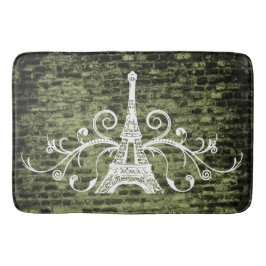 Green Eiffel Towel Grunge Bath Mat Badematte