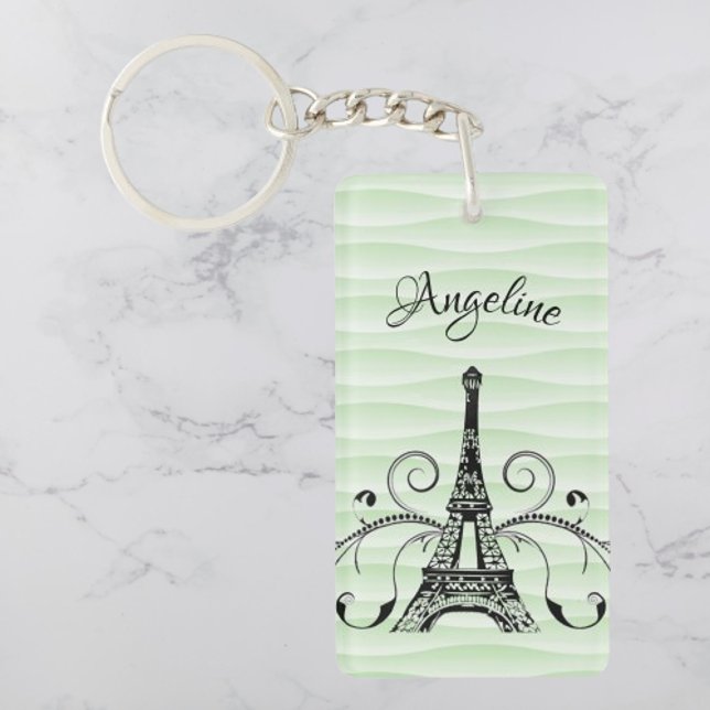 Green Eiffel Tower Blüh Schlüsselanhänger (Green Eiffel Tower Flourish Keychain)