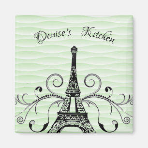 Green Eiffel Tower Blühte Magnet