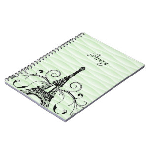 Green Eiffel Tower Flourish Notebook Notizblock