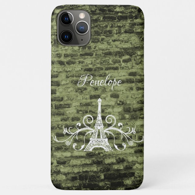 Green Eiffel Tower Grunge Case-Mate iPhone Case (Rückseite)