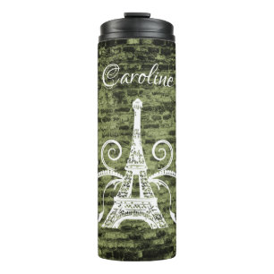 Green Eiffel Tower Grunge Thermal Tumbler Thermosbecher