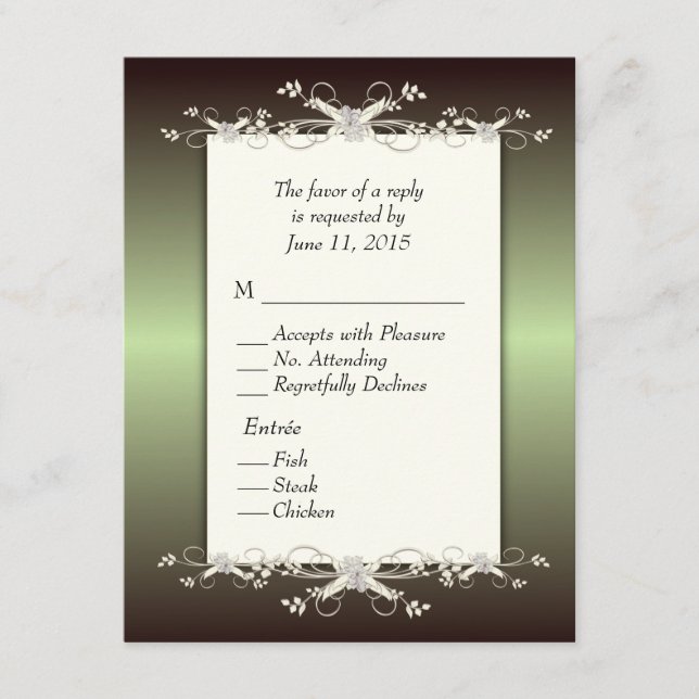 Green Elegance UAWG w Entree Choice RSVP Karte (Vorderseite)