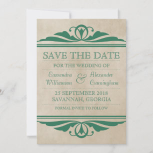Green Elegant Deko Save the Date einladen