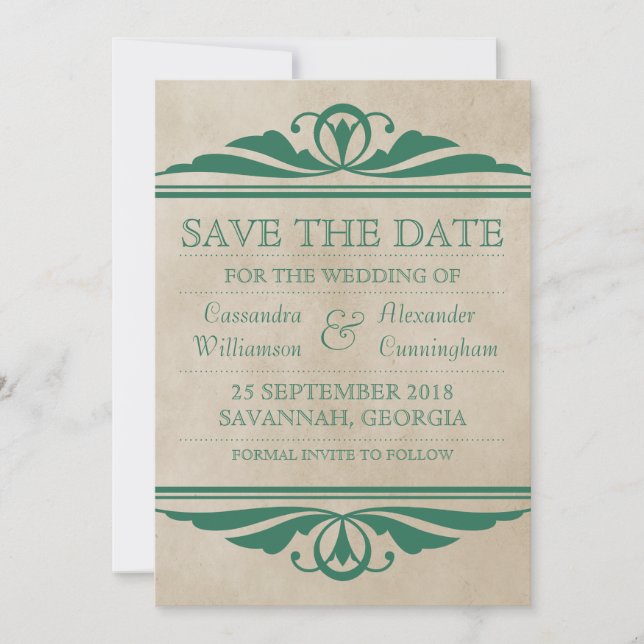 Green Elegant Deko Save the Date einladen (Vorderseite)