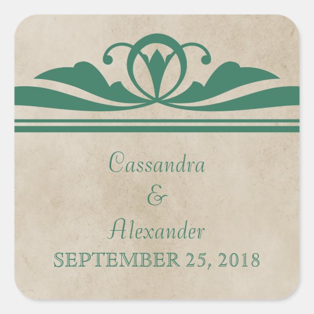 Green Elegant Deko Wedding Stickers (Vorderseite)