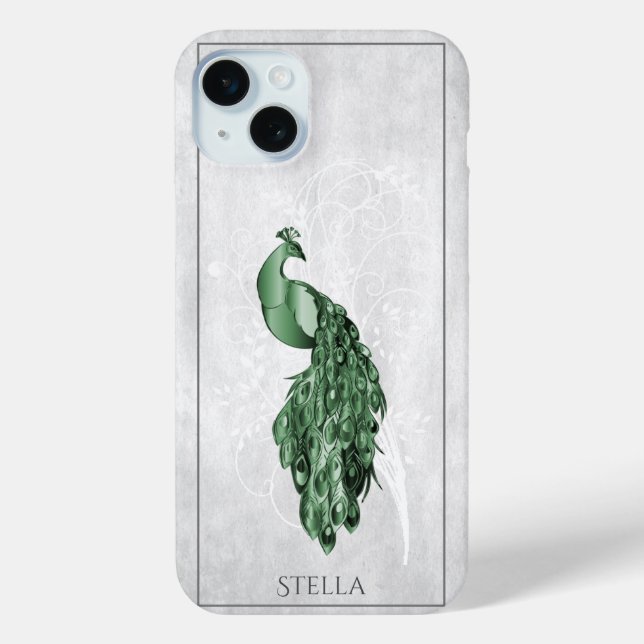 Green Elegant Peacock Personalisiert Case-Mate iPhone Hülle (Rückseite)