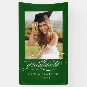 Green Elegant Script Abschluss Foto Party Banner