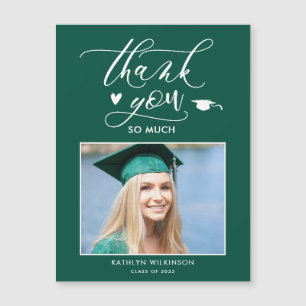 Green Elegant Script Simple Abschluss Vielen Dank Magnetkarte