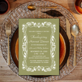 Green Elegante Border Erntedank laden ein Einladung