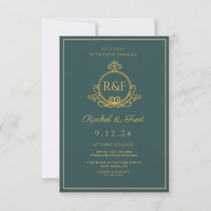 Green Elegante Golden Calligraphy Wedding