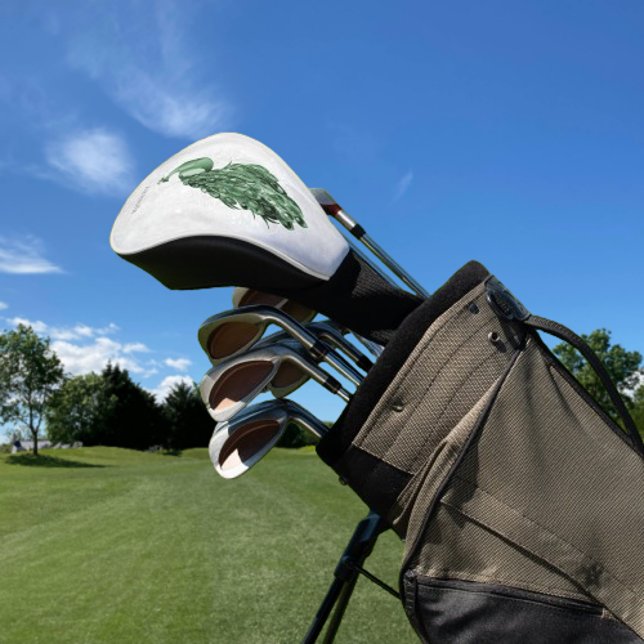 Green Elegante Peacock Golf Head Cover Golf Headcover (Green Elegant Peacock Personalized Golf Head Cover)