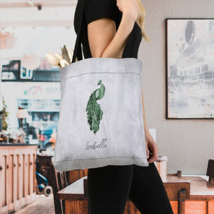 Green Elegante Pfau Personalisiert Tote Bag