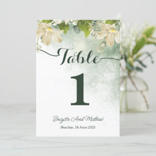 Green Elegante Wedding Tischnummer Card