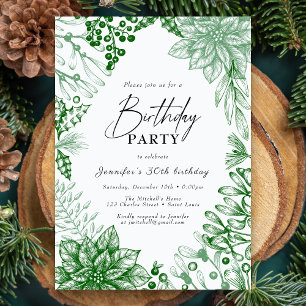 Green Elegante Winter Weihnachten Geburtstagsparty Einladung