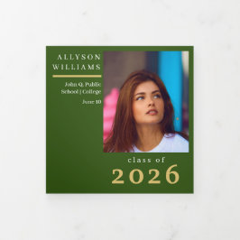 Green Elegany Class 8 Foto Abschluss Dreifach Gefaltete Ankündigung