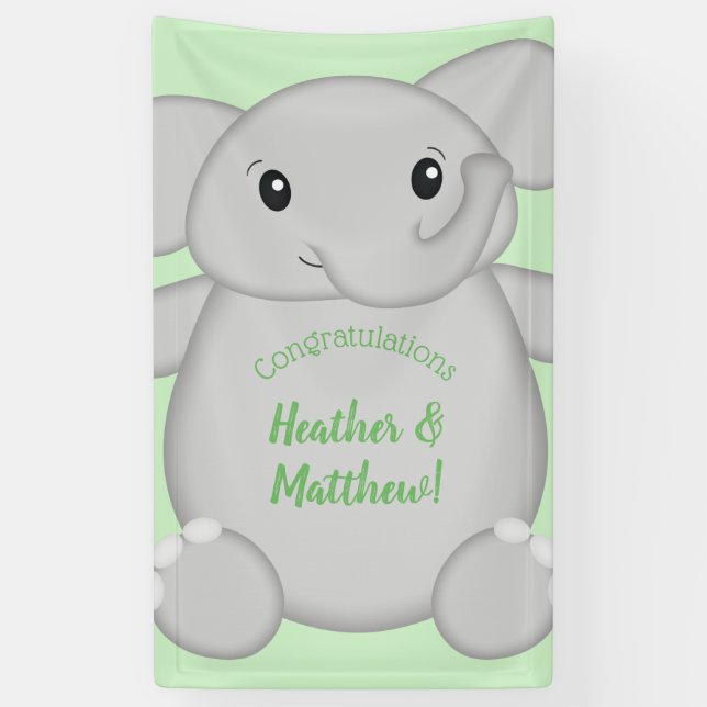 Green Elephant Baby Dusche Banner (Vertikal)