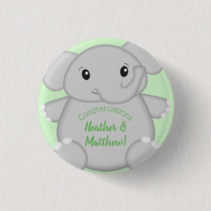 Green Elephant Baby Dusche Button