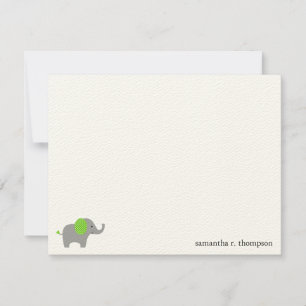 Green Elephant Baby Dusche Danke Note Card Mitteilungskarte