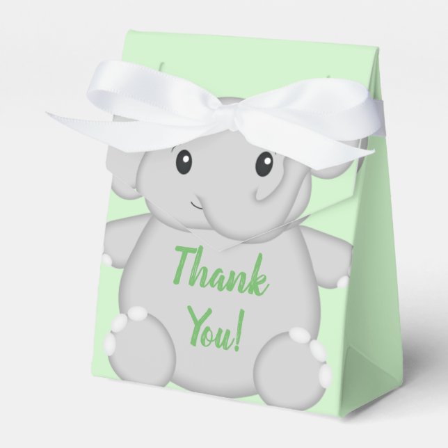 Green Elephant Baby Dusche Geschenkschachtel (Vorderseite)