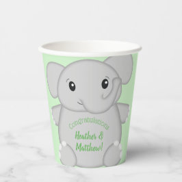Green Elephant Baby Dusche Pappbecher