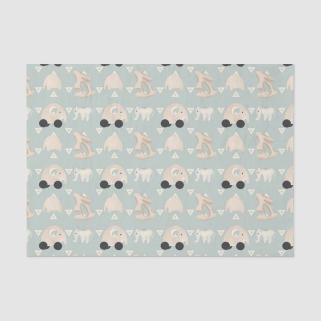 Green Elephant Baby Pattern Seidenpapier (Vorderseite)