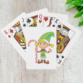 Green Elf Girl mit Candy Cane Cards Spielkarten