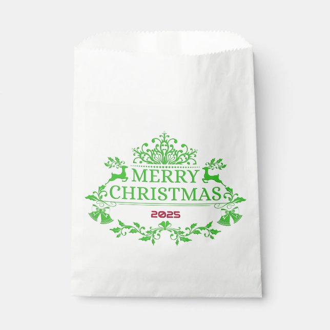 Green Emblem Christmas Favor Bag Geschenktütchen (Vorderseite)